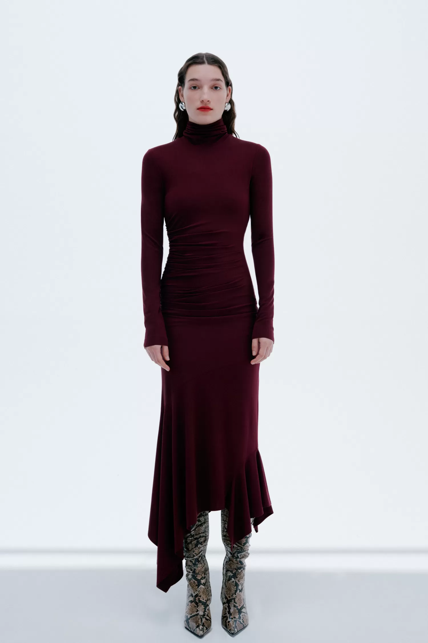 Outlet Cecily - Turtle Neck Long Sleeve Jersey Midi Dress Fall/winter '25 | Dresses