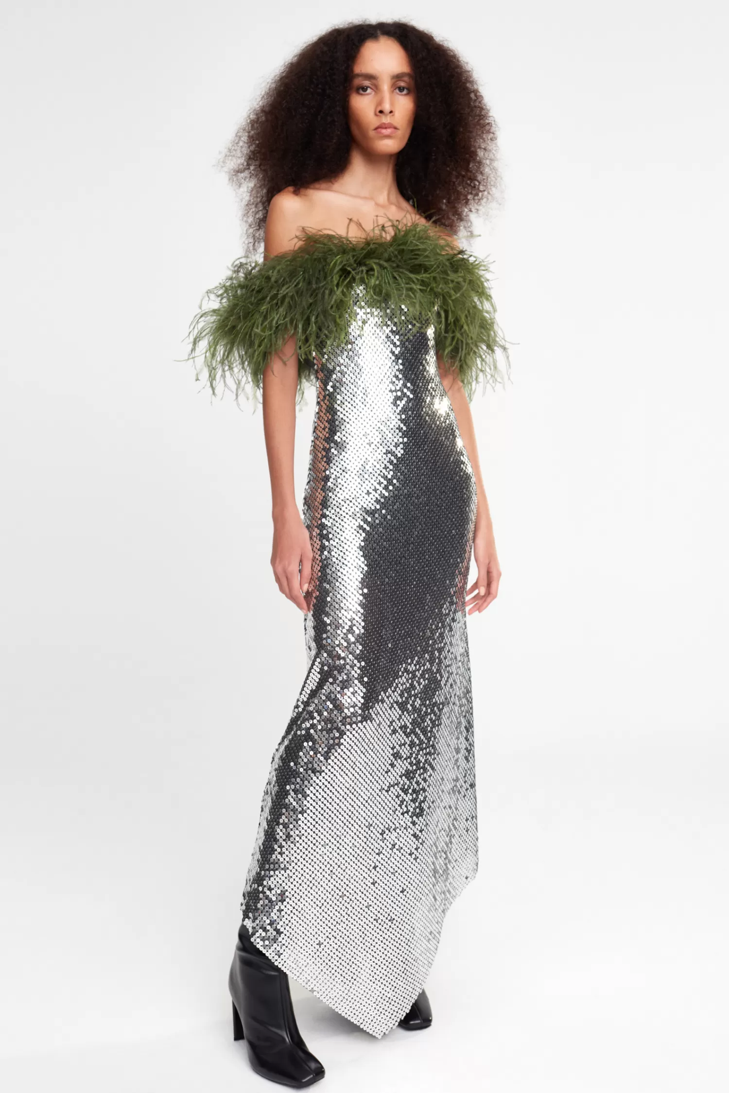 Best Sale Janis - Strapless Sequin Dress with Feathers Dresses