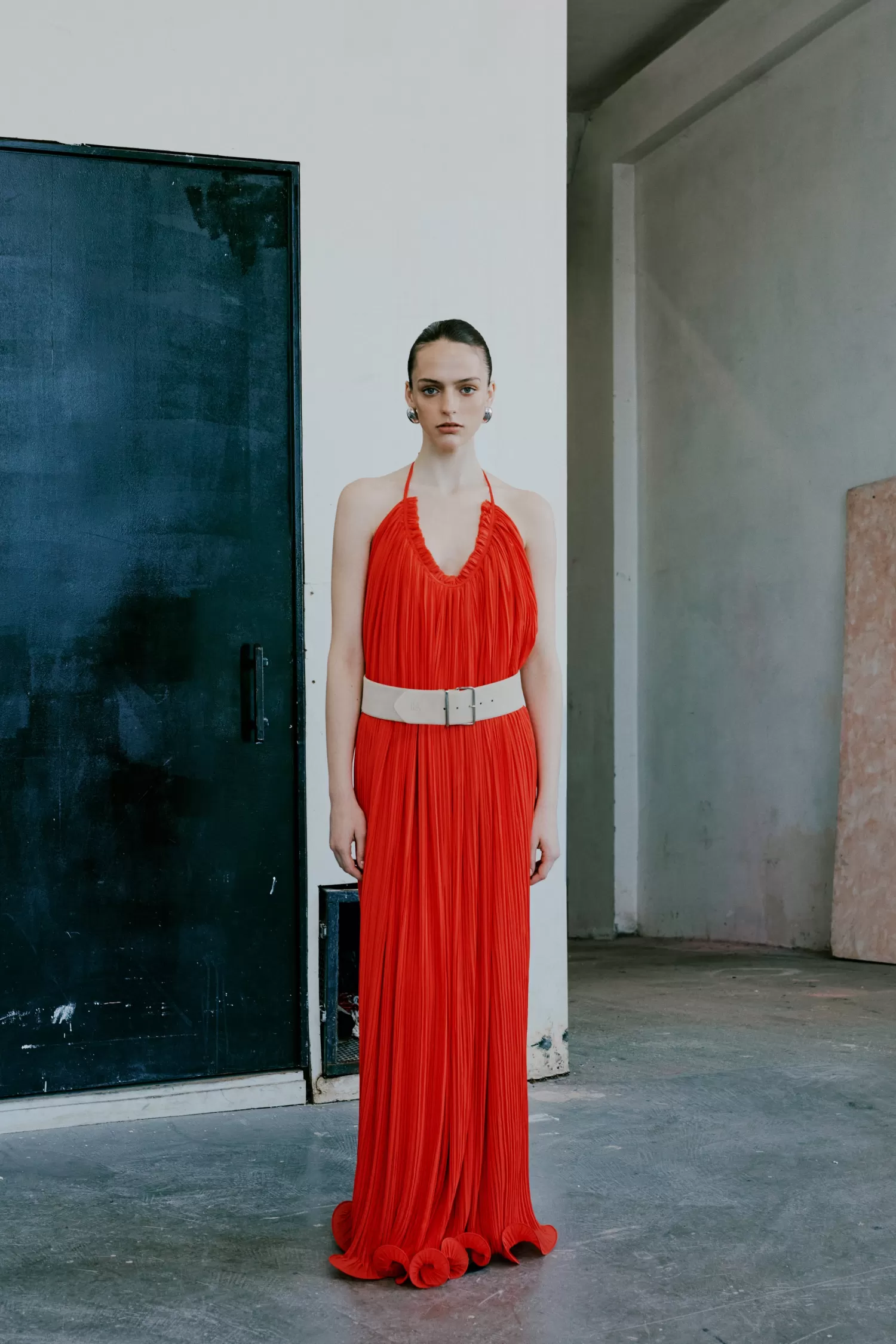 Online Swan - Pleated Chiffon Maxi Dress Spring/summer 24 | Dresses